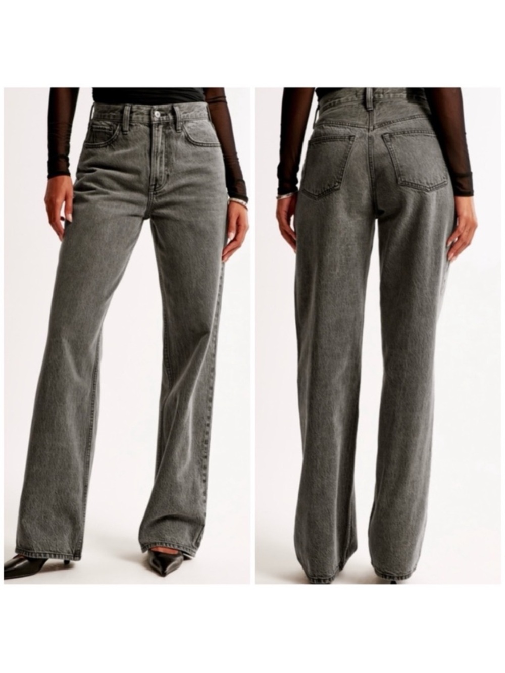 Abercrombie Curve Love High Rise Loose Jeans in Washed Black